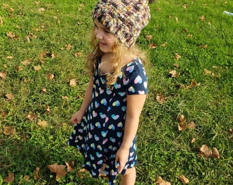 Knit look Slouchy Hat with faux pom//luxurious superwash merino, indie dyed yarn//Child & Adult sizes//winter crochet hats//Sock Head hat