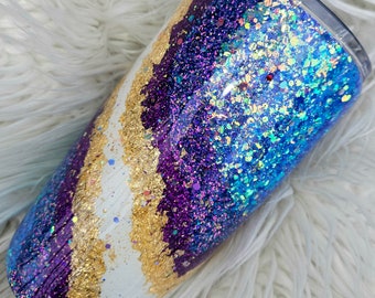 Purple & Gold Geode Glitter Tumbler w/ name//Glittery Purple Geode Tumbler//Custom Color Options -add a name/quote//Personalized Gifts