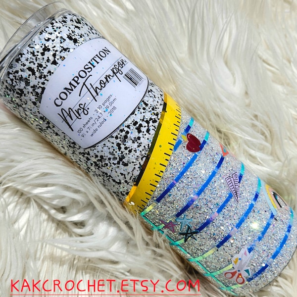 Glittery School Tumbler: Personalized Teacher/Student Gift