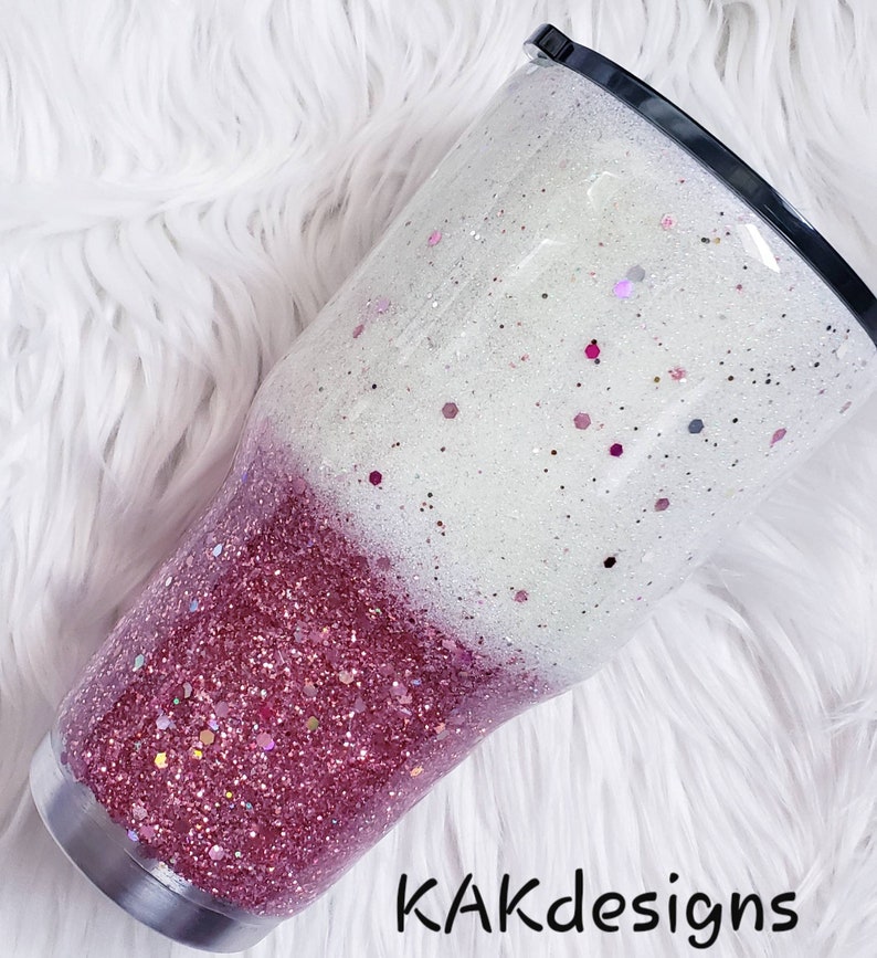 Teal & White Glitter Dipped Tumbler/ Custom Tumblers create Etsy