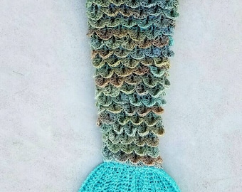 Manta de cola de sirena tejida a crochet: hecha a mano en acrílico, tallas para adultos y niños