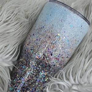 White & Confetti Rainbow Ombre Glittery Tumbler//Rainbow Glitter Tumbler//Ombre Glitter//Customizable -add a name, quote, any image
