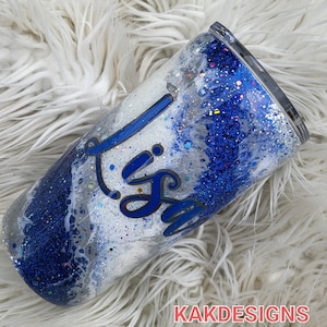 Glitter Marbled Tumbler: Personalized Football Team Colors, 20oz Yeti Style