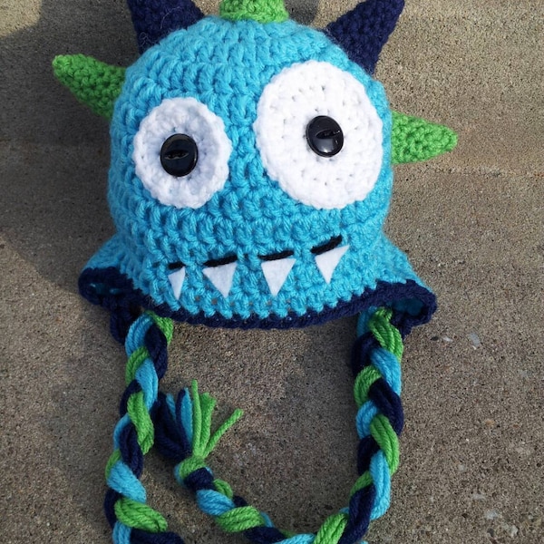 Crochet Monster Hats, crazy eyes monster winter hat, hats and caps