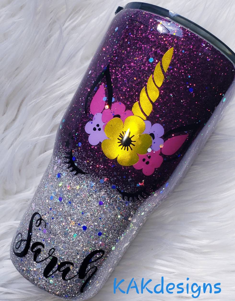 Glitter Yeti/ Tumbler with Unicorn Decal/ glittery custom Etsy