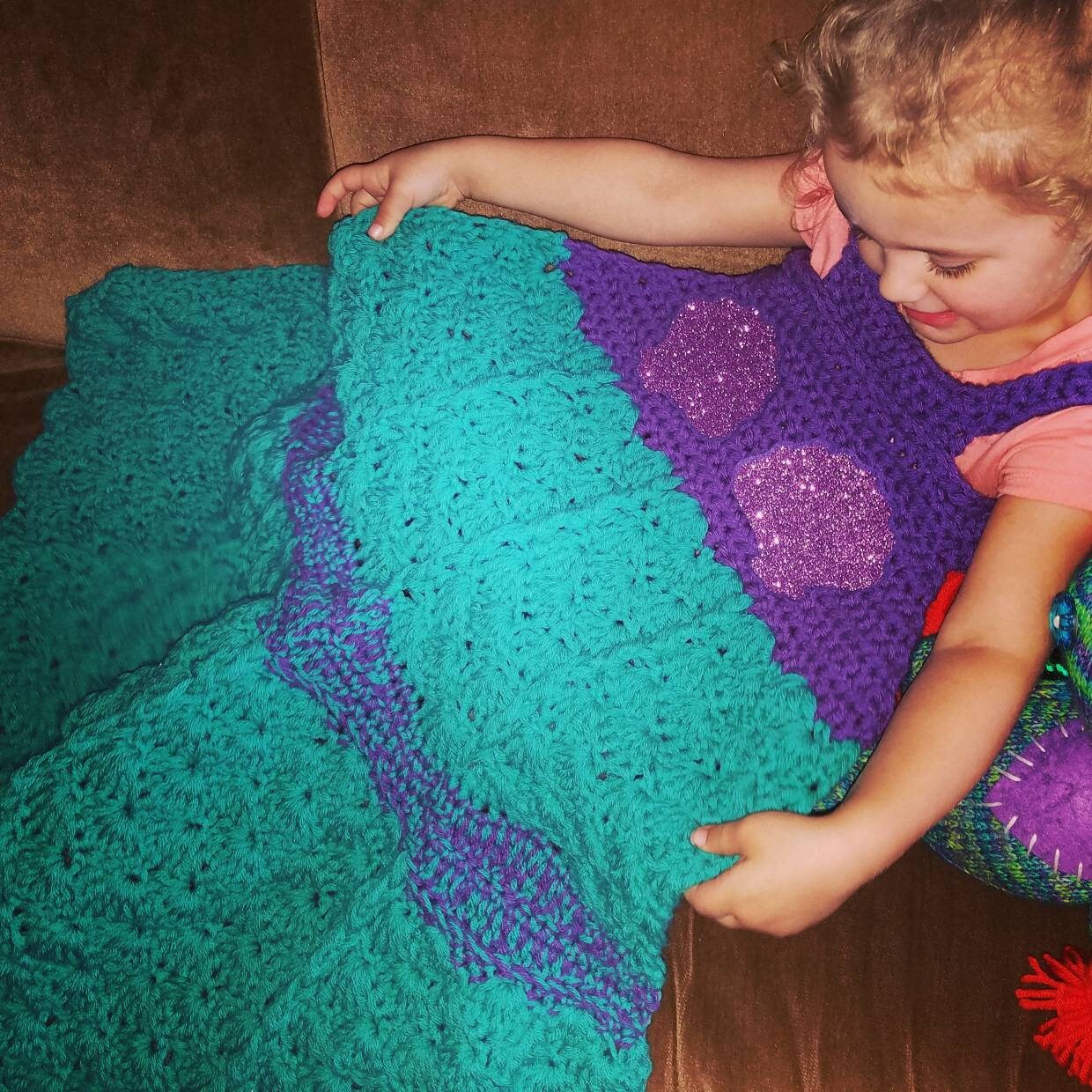 crochet cinderella dress blanket Crocheted Princess Dress Blanket: Cinderella Inspired, Blue Dress With Bows