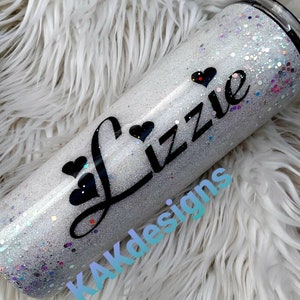 White Glitter Tumbler//custom tumblers//choose from a design or create your own UNIQUE tumbler//personalized tumbler add a name/logo/etc