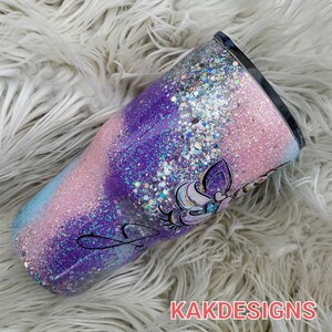 PASTEL Glitter Tumbler with Unicorn Decal & Name//Pink-blue-purple-silver swirled Glitter Tumbler//Customizable Gitter Tumblers image 5