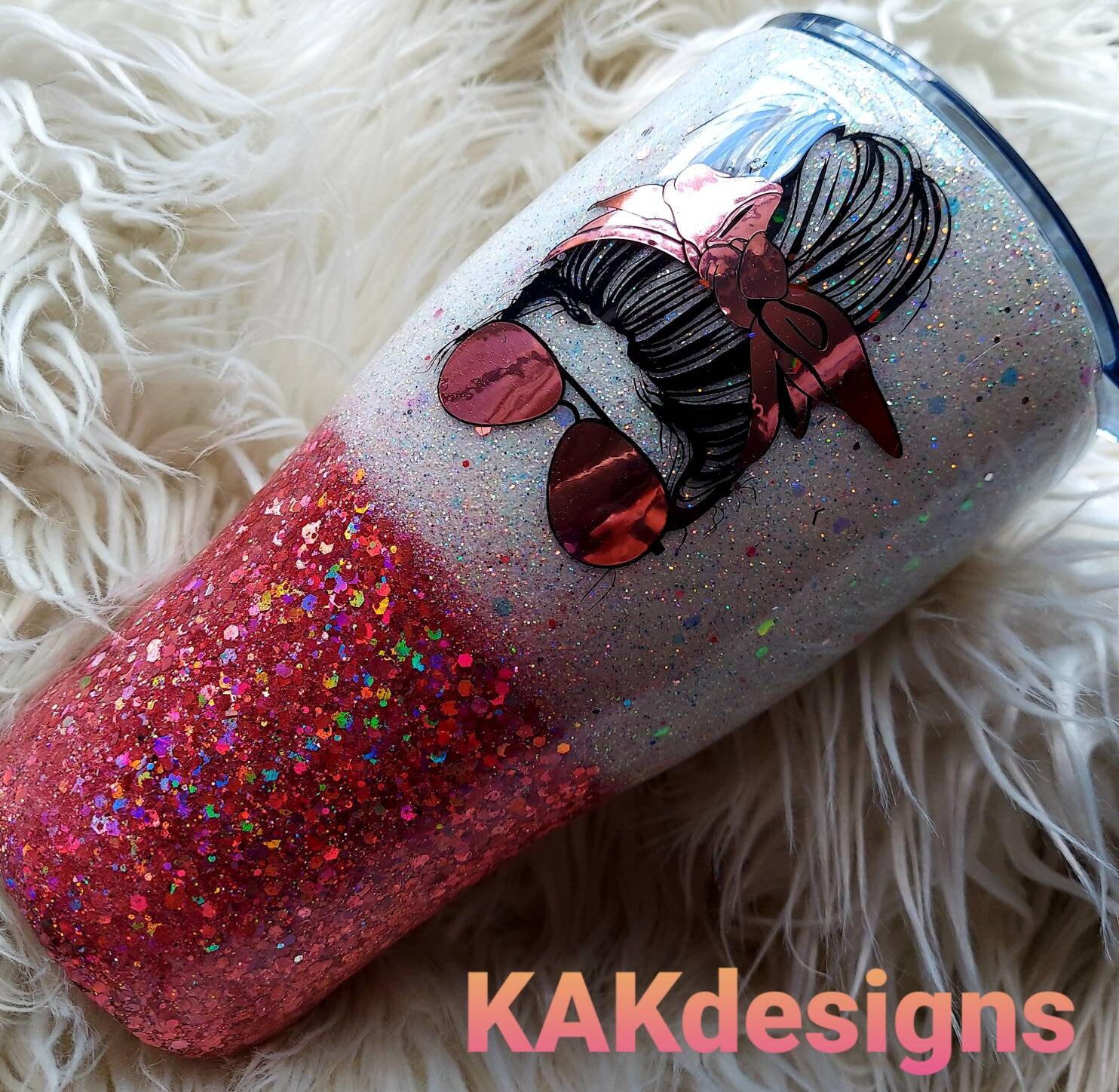 Glitter Tumbler//Rose Gold Yeti Tumbler//Add your name, a decal or a monogram//Glitter Dip//CUSTOM Rose Gold & White Ombre glitter Tumblers