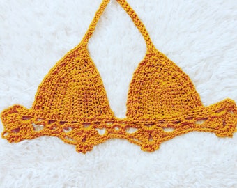 CUSTOM / Sunshine Bralette, Crochet Top, Crochet Bikini Top, Crochet Bralette, Crochet Halter Top, Festival Top, Crochet Crop Top, Boho