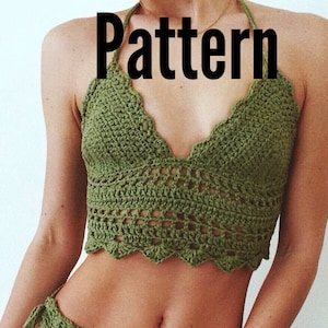 Patrón de crochet top de sauce, top de crochet, patrón de top de crochet, top corto de crochet, top halter de crochet, patrón de bikini de crochet, patrón de crochet imagen 1