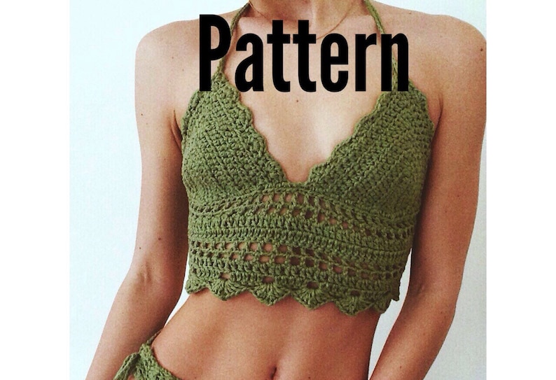 Patrón de crochet top de sauce, top de crochet, patrón de top de crochet, top corto de crochet, top halter de crochet, patrón de bikini de crochet, patrón de crochet imagen 1