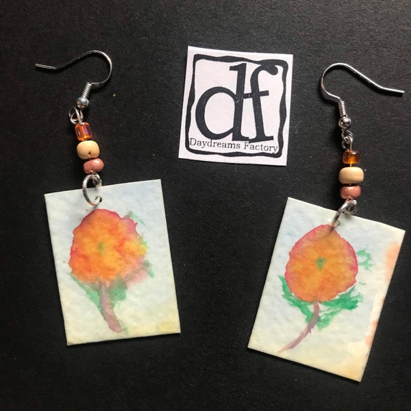 Watercolor Paper Earrings Etsy