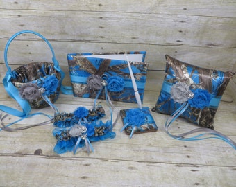 Blue Camo Wedding Set, Blue Camouflage Wedding Set, True Timber Mc2 Blue Camo, Blue Camo Wedding Accessories, Customize, Camo Wedding