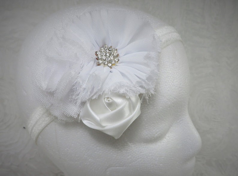Baby Flower Headband Flower Headband White Headband Baby Girl Headband Baby Girl Newborn Headband Little Girl Headband Shabby Chic