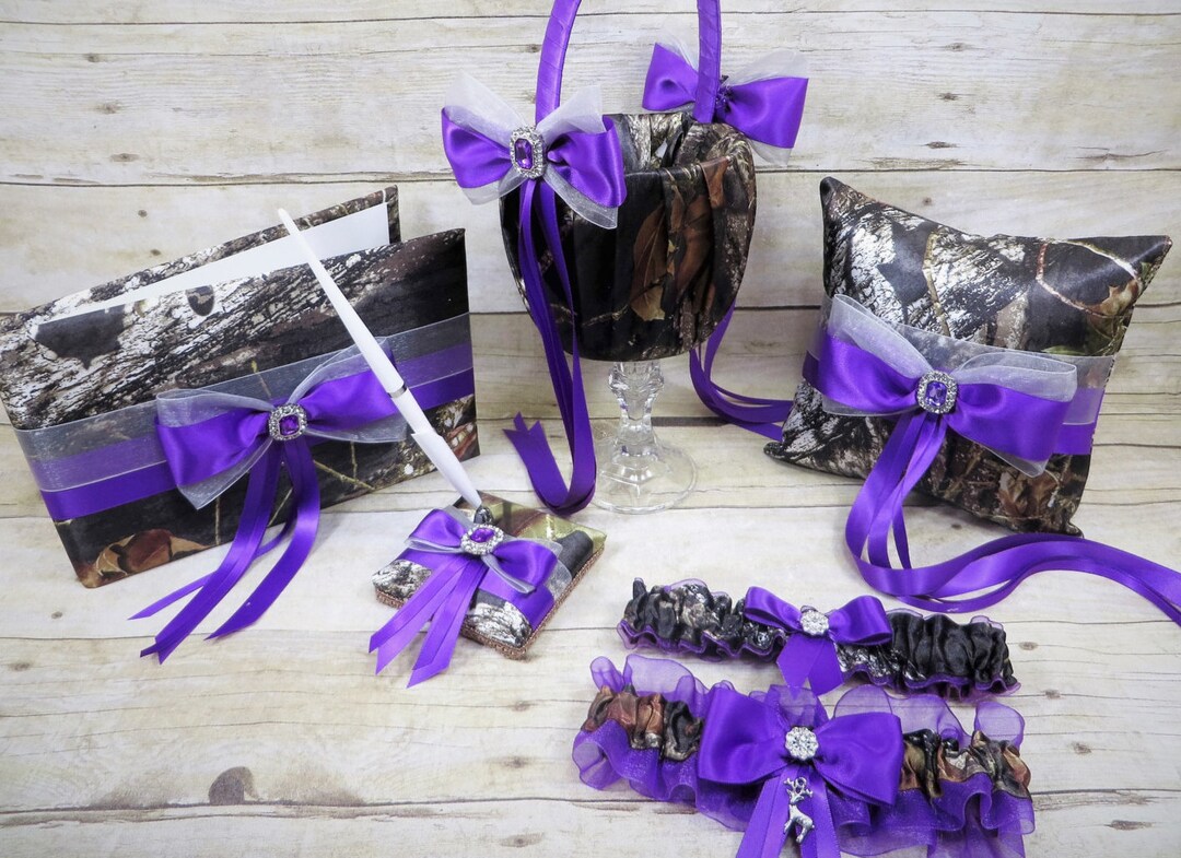 Mossy Oak Camo Wedding Set With Purple Mossy Oak Guestbook Etsy