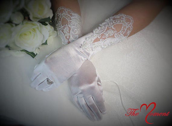Hochzeit Handschuhe Weis oder Creme RS-002 