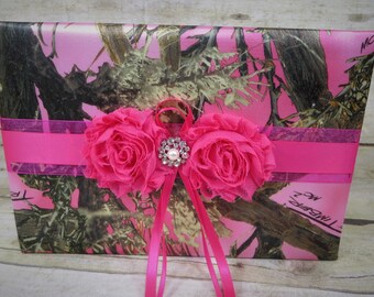 Pink Camo Guest Book, Pink Camo Wedding Guest Book, Pink True Timber MC2 Wedding Guest Book, Pink Camo Wedding