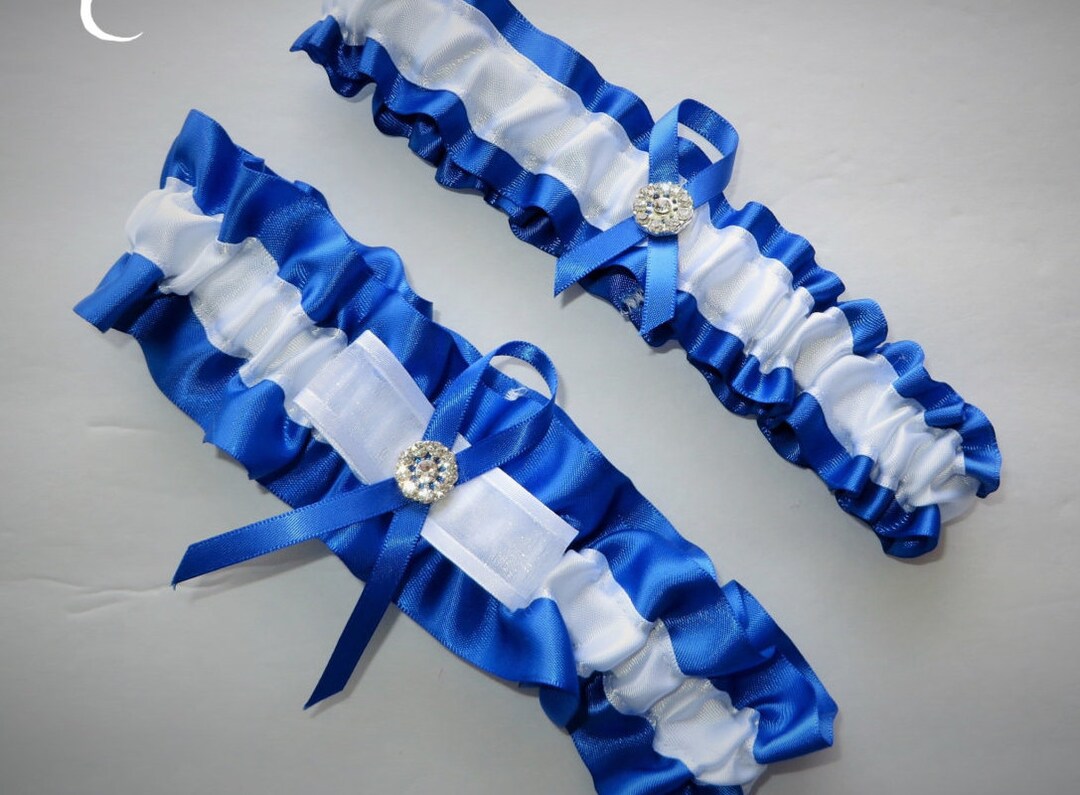 Blue and White Garter Set White and Blue Garter Sets Etsy