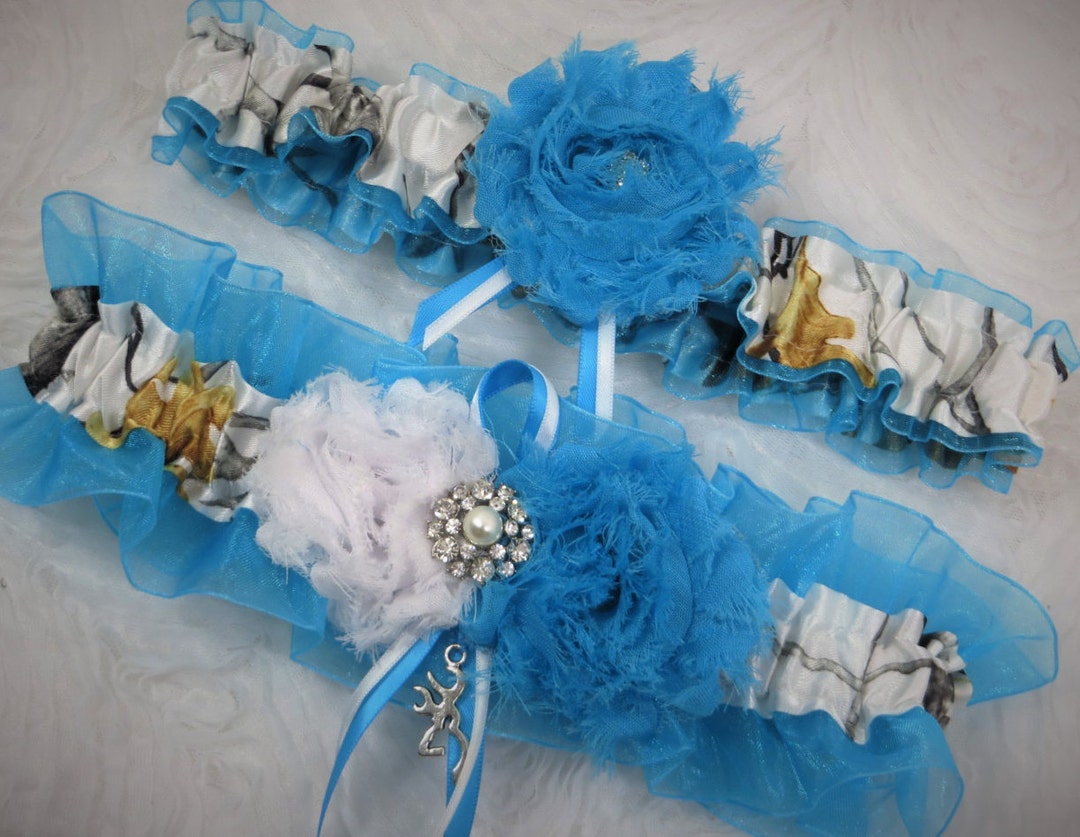 White Camo Garter, Turquoise Garter, True Timber Camo, Keepsake Garter ...