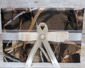 Ivory Camo Guestbook, ivory Wedding Guestbook, Camo Guest book,  Custom Guestbook, Camo Wedding Accessory, Bridal Accessory