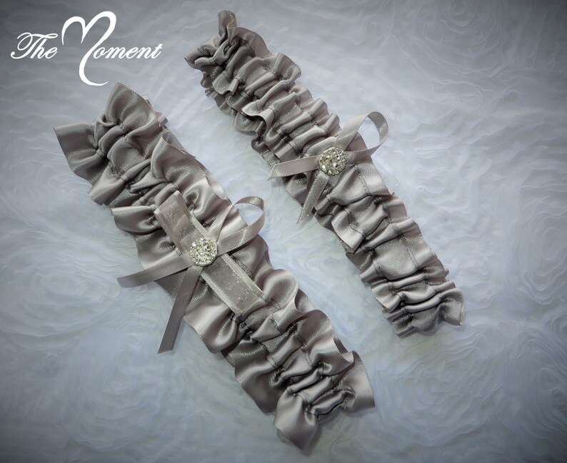 Prom Garter Silver Garter Set Wedding Garter Silver Garter Keepsake and Toss-away Garter Set Ribbon Garter Bridal Garter