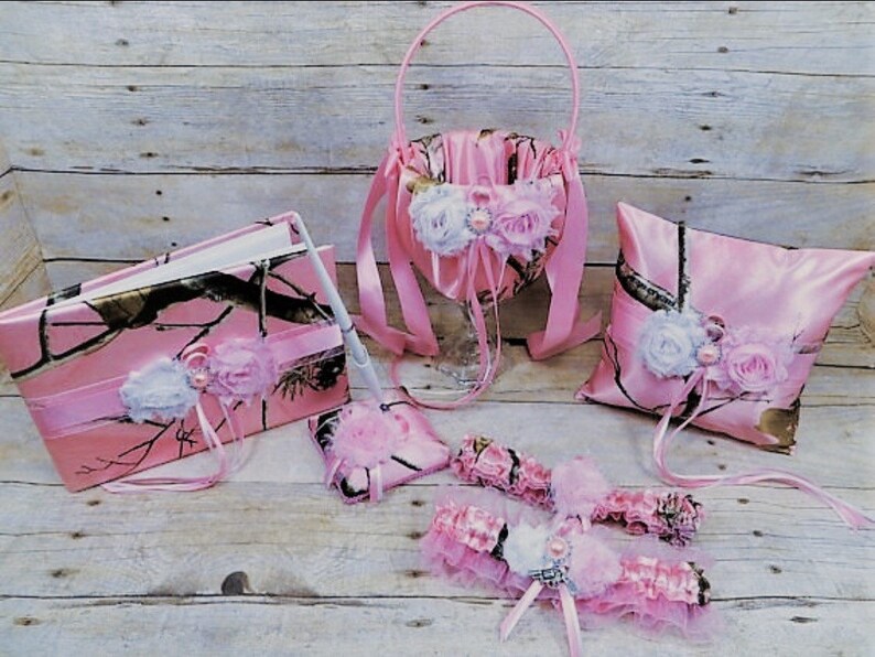 Pink Realtree Camo Wedding Set Realtree Camo Ring Pillow Etsy