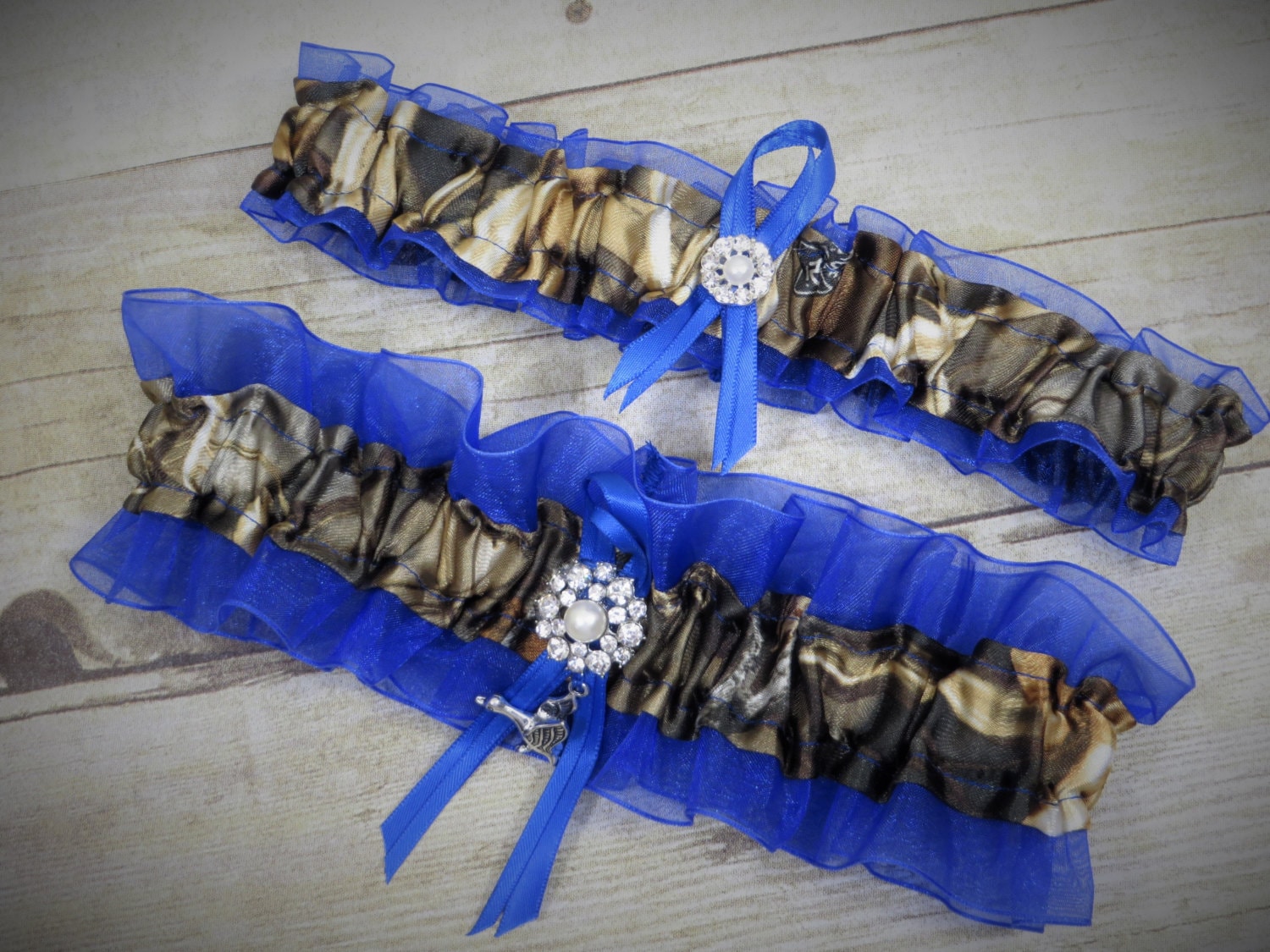 Blue Camo Garter, Bridal Garter, Wedding Garter, Camo Garter Set