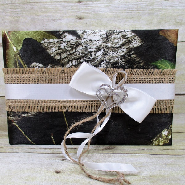 bianco Camo & Burlap Guestbook, Guestbook Camouflage, Camo Wedding Guestbook, Camo e Burlap Wedding Accessories