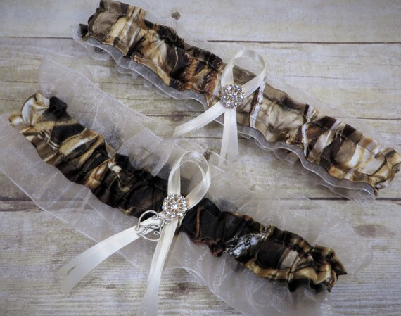 Ivory Organza Camo Garter Realtree Camo Realtree Garter Etsy