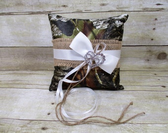 White Camo Ring Bearer Pillow with Burlap, Camo Ring Bearer Pillow, Wedding Ring Bearer Pillow,  Wedding Accessories