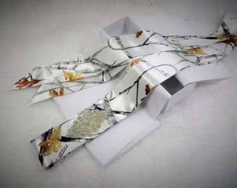 White Snowfall True Timber Dress Sash, Camo Wedding sash, Camo sash, Camo Dress sash, White Camo Wedding, Camo Wedding