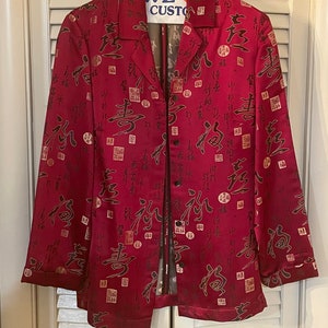 Chicos Women’s Blazer Jacket Shirt Silk Asian design