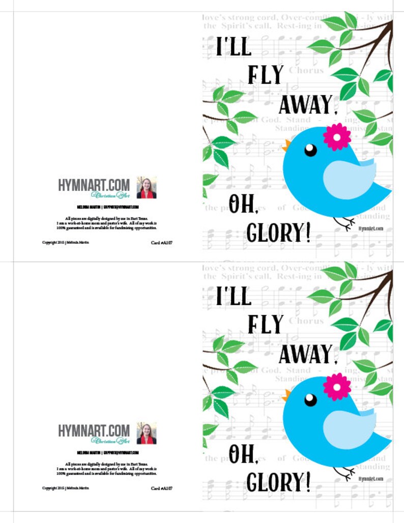 I'll Fly Away Hymn Art Greeting Card Digital Download - Etsy