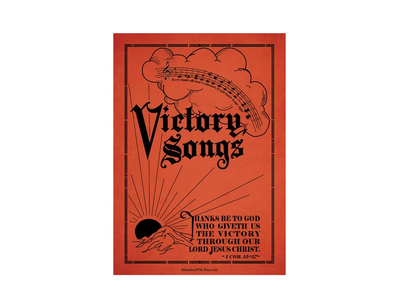 Victory Songs Antique Hymnal Cover Reproduction Printable image 2