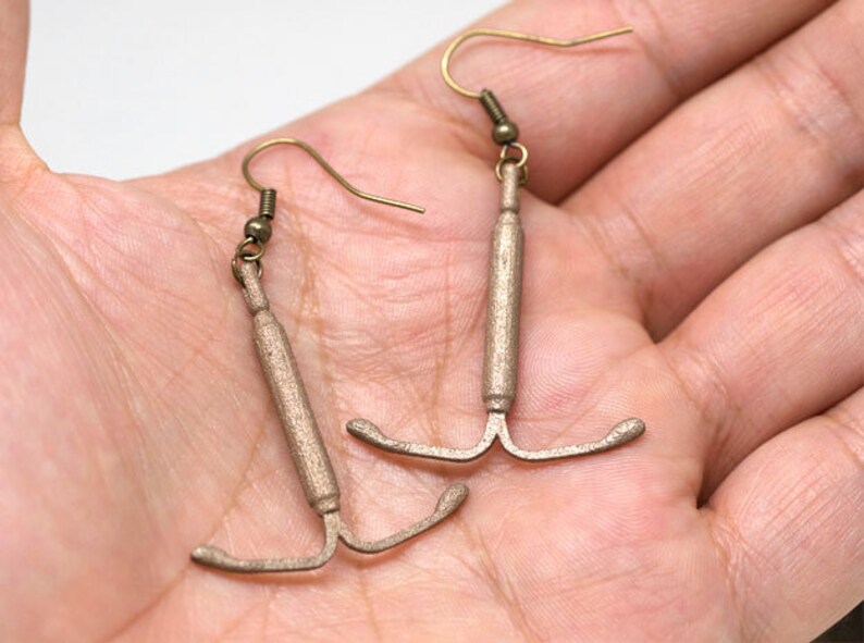 IUD Earrings  match your IUD pendant Vintage Steel