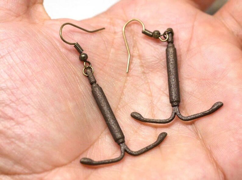 IUD Earrings  match your IUD pendant Bronze Tone Steel