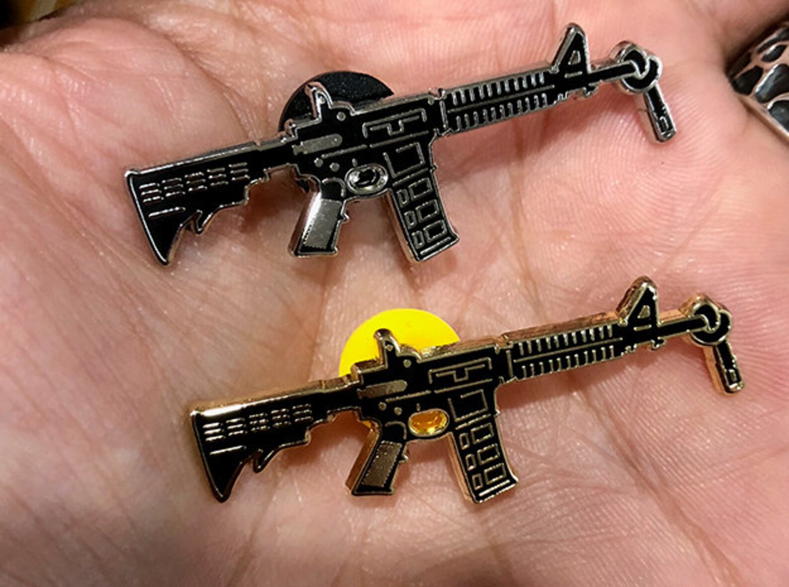 TWO PACK Anti Gun Pin hard enamel gun control pin. AR15 Etsy