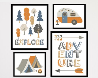 Camping Wall Decor, Boy Nursery Wall Art, Adventure Nursery Decor, Printable Wall Art, Baby Boys Room Decor, Outdoor Prints, Rustic Baby