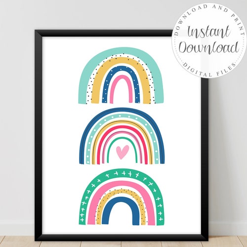 Rainbow Art Print Printable Wall Art Rainbow Nursery Decor Etsy