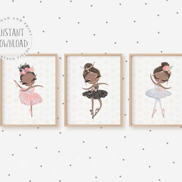 Girls Room Wall Decor, African American Nursery Art, Black Ballerina Wall Art, Ballet Poster, Toddler Girl Room Prints, Little Girl Wall Art