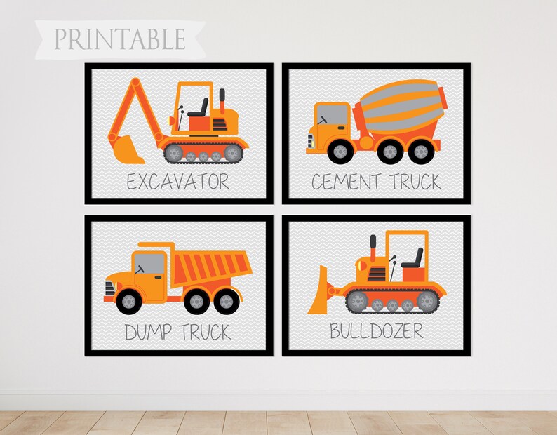 Construction Art Kids Wall Art Construction Decor | Etsy