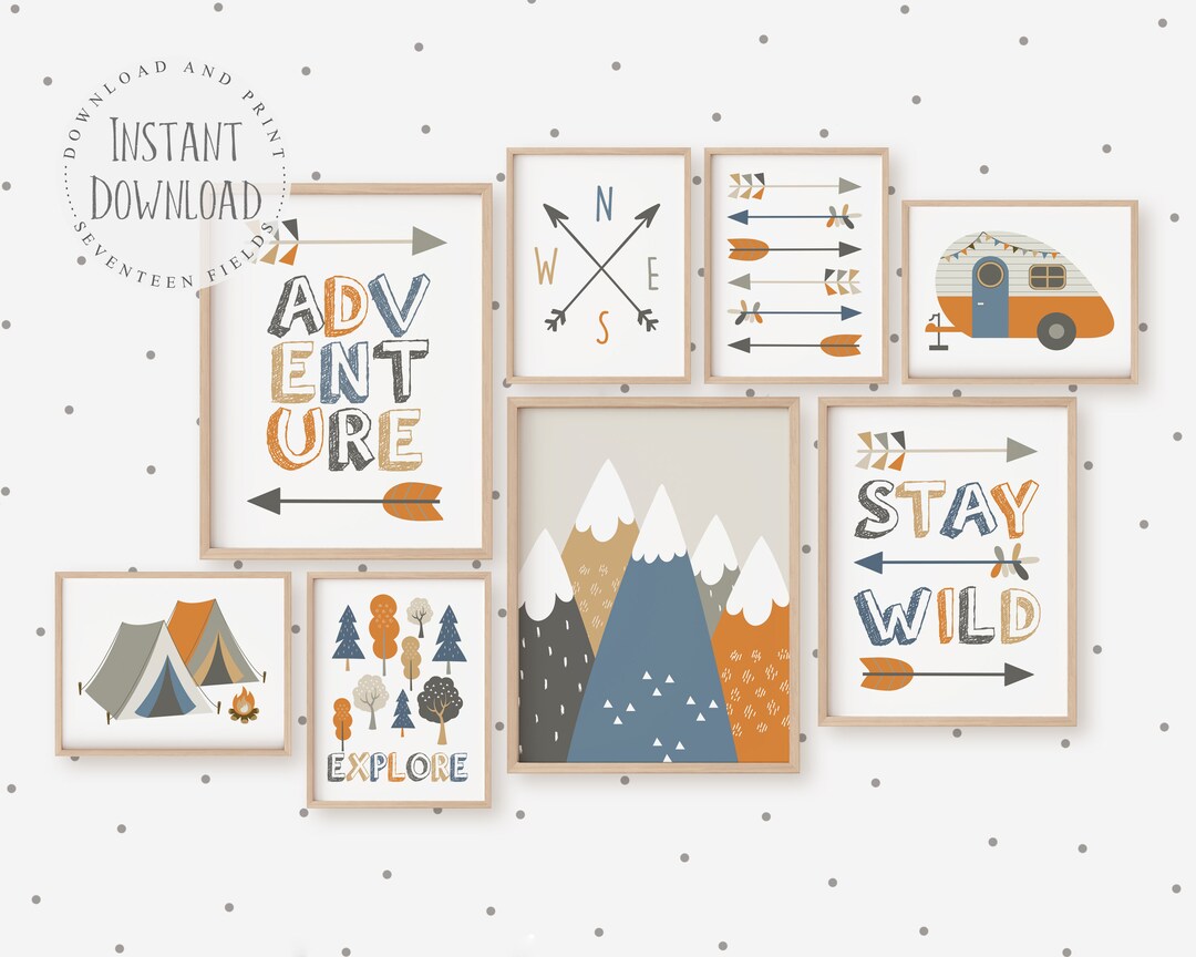 Camping Art, Toddler Boy Room Decor, Kids Wall Art, Boy Nursery Wall