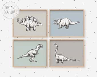 Dinosaur Prints, Dinosaur Nursery Decor, Dinosaur Wall Art, Boys Bedroom Decor, Dinosaur Decor, Boys Room Wall Art, Printable Wall Art