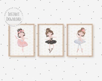 Ballerina Nursery Decor, Toddler Girl Room Prints, Little Girl Wall Art, Ballerina Printable Wall Art, Girls Room Wall Decor, Ballet Poster