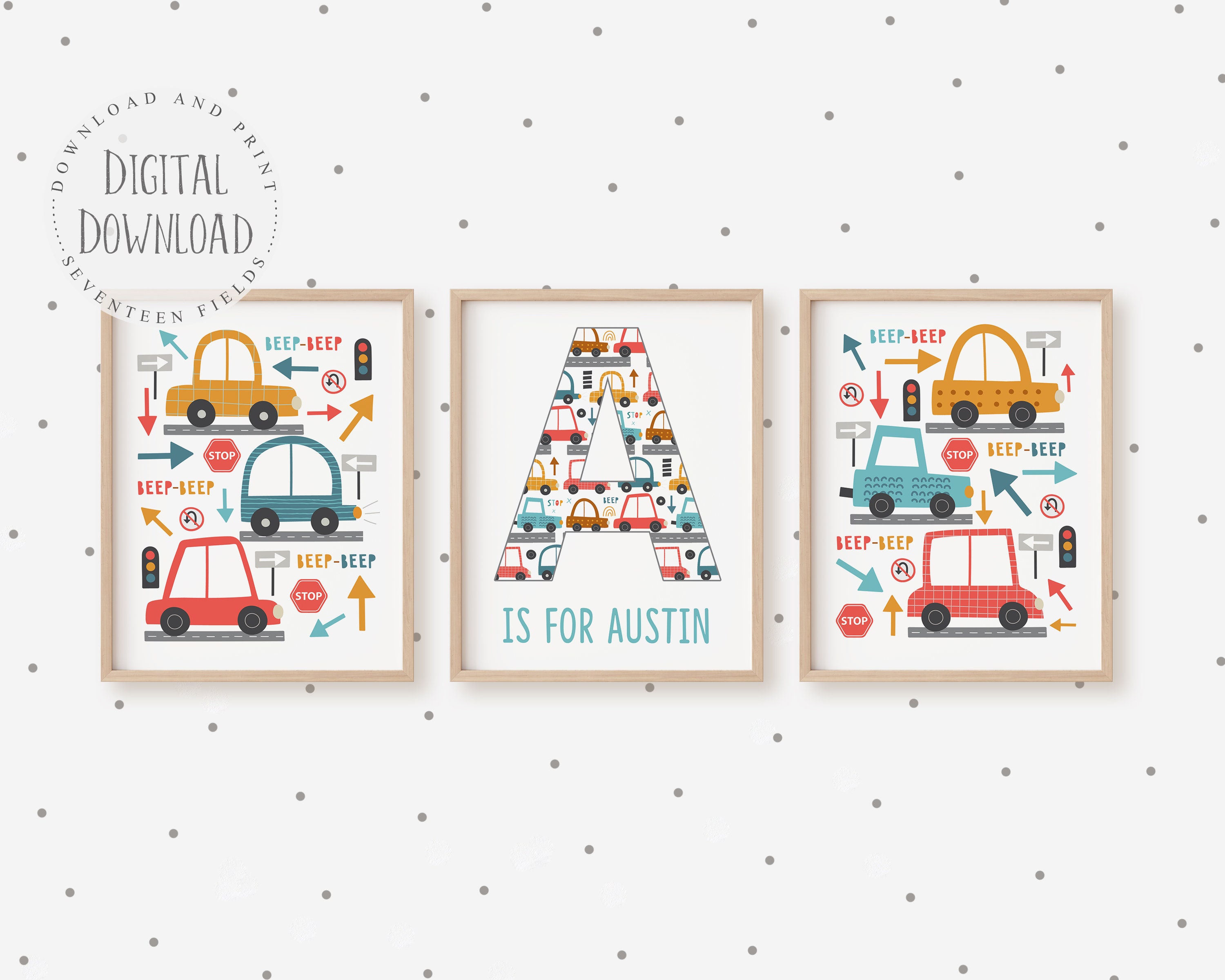 Car Prints for Nursery Decor for Boys Car Room Decor Etsy