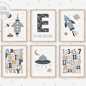 Space Nursery Decor for Little Boys Room Decor, Space Themed Nursery Wall Art for Baby, Outer Space Prints for Kids Wall Art