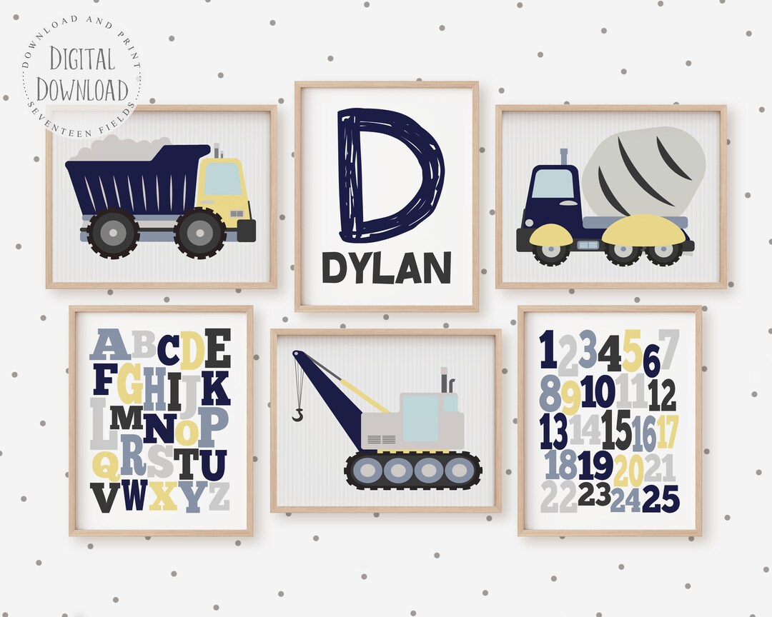 Baby Boy Room Decor, Kids Wall Art Printable, Construction Art, Nursery ...