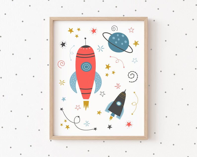 Space Themed Nursery Wall Decor Space Nursery Wall Art Space Etsy