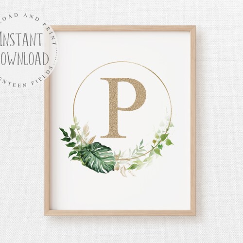 P Monogram Printable Wall Art Letter P Initial Print Etsy